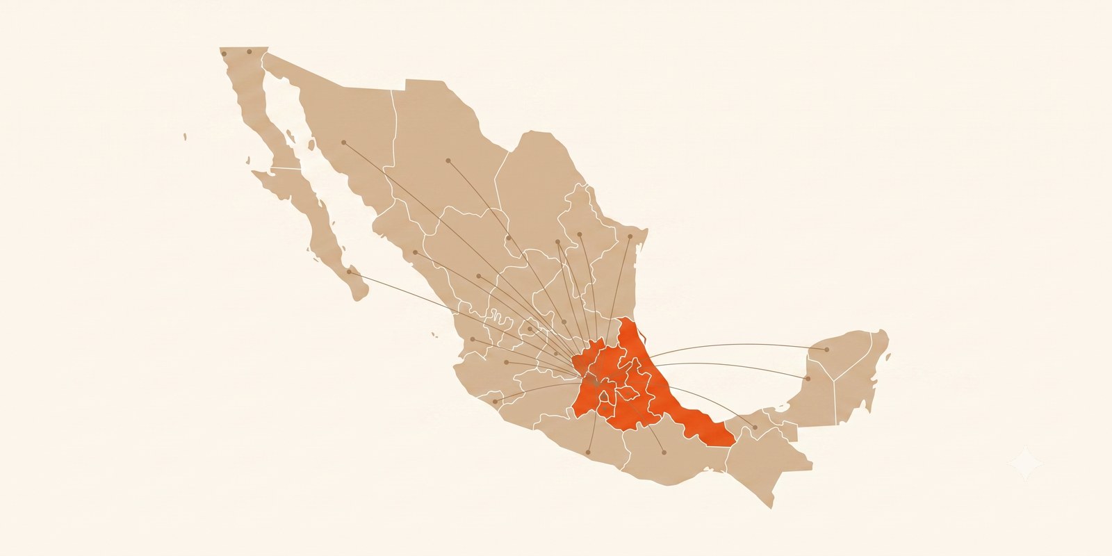 Mapa de cobertura de entrega de FIPSA Corrugados en México