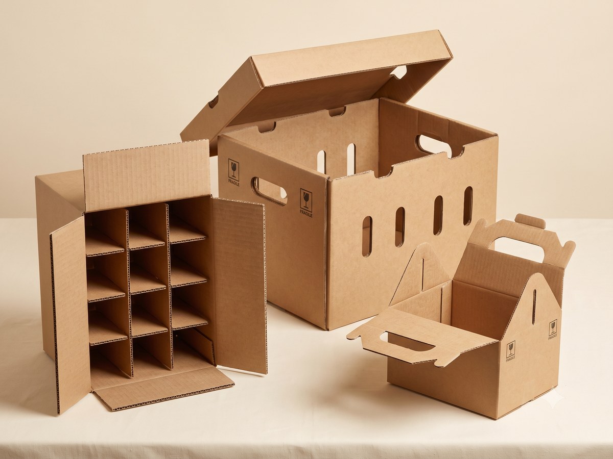 Caja de cartón personalizada troquelada con interiores y separadores